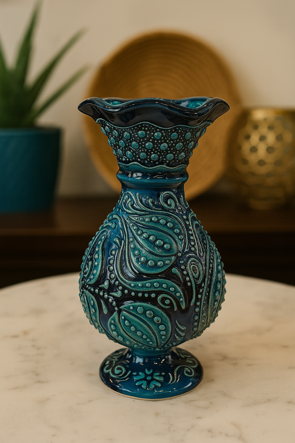 The Sapphire Paisley Vase