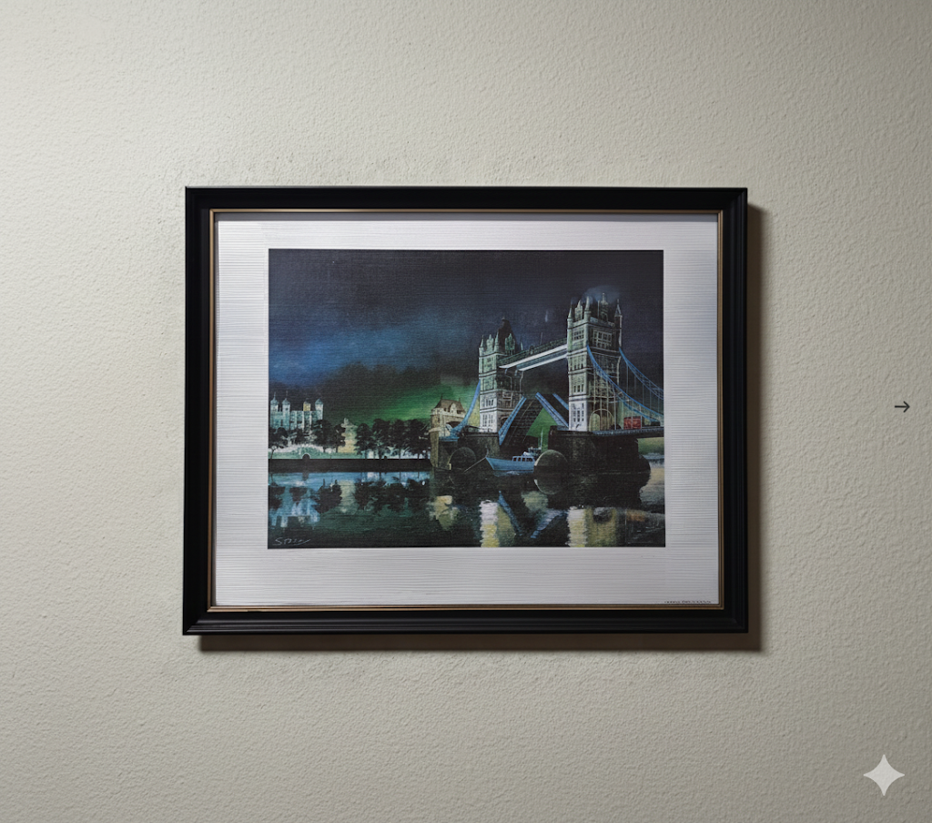 “London – Tower Bridge by Night” Framed Wall Art