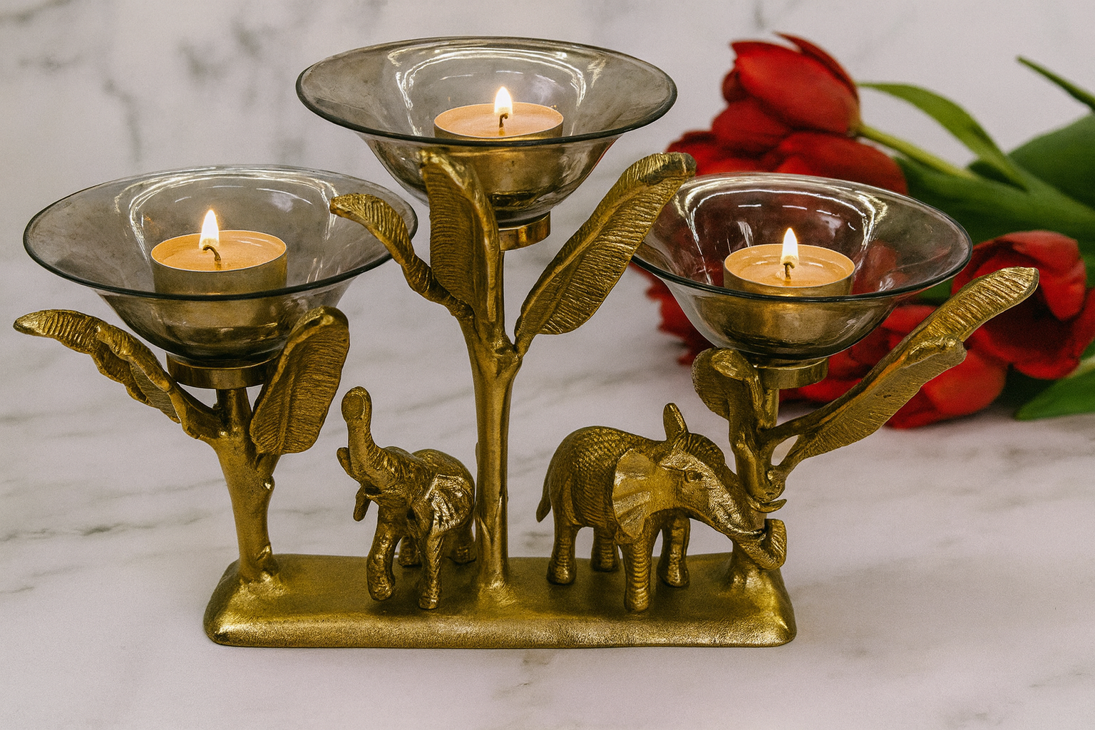 The Elephant Grove Triple Candle Holder