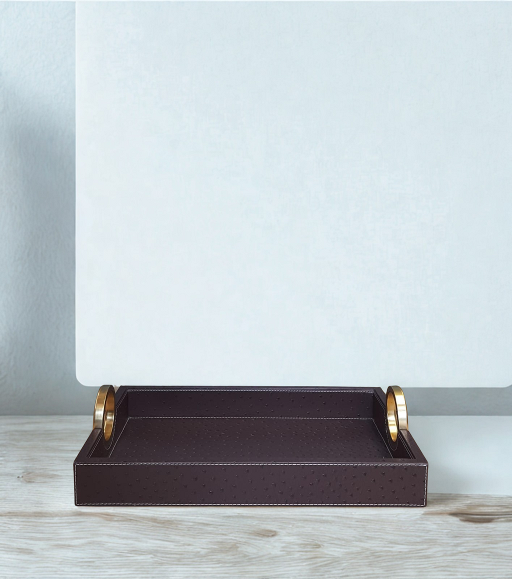 Windsor Ostrich Faux Leather Tray - Large