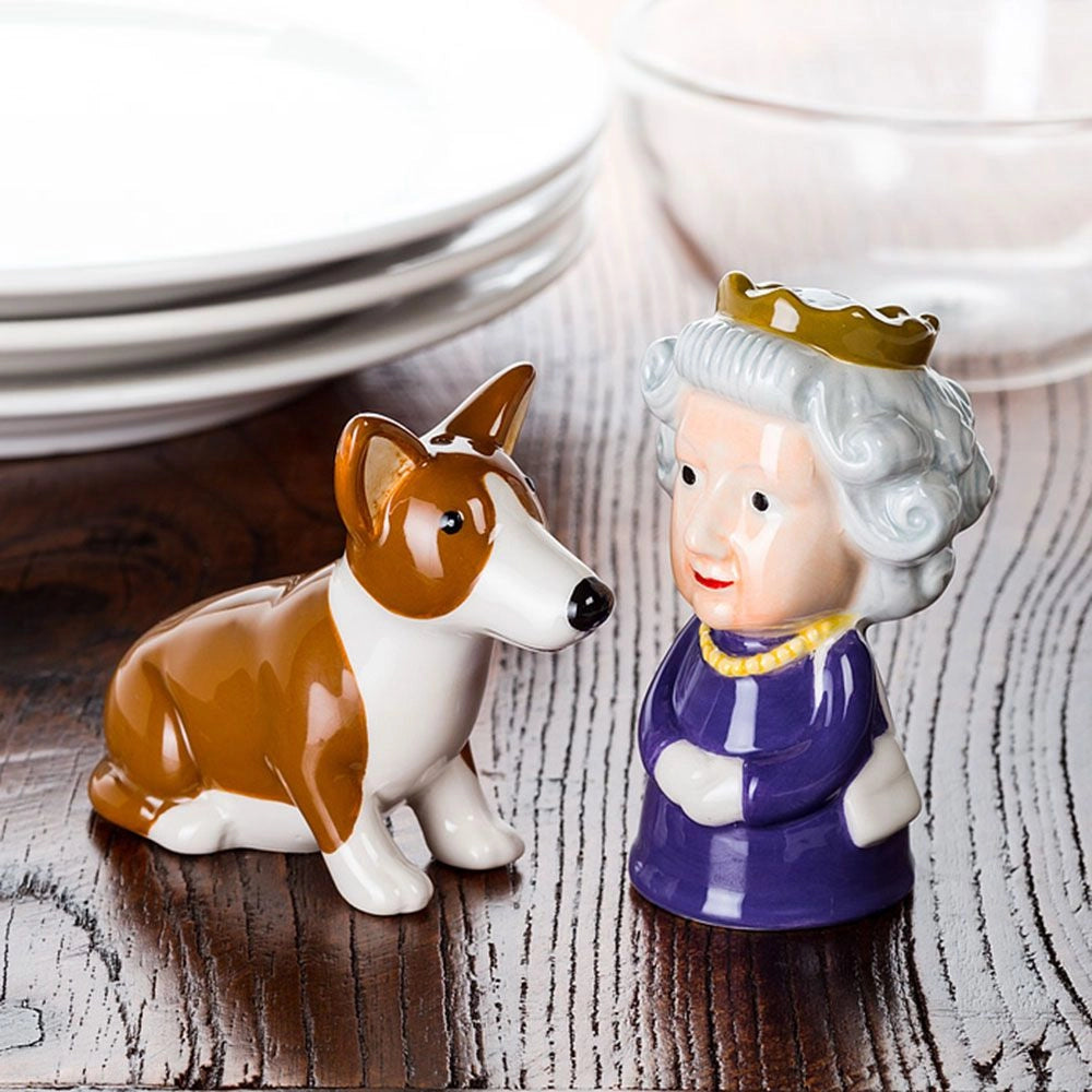 The Queen & Corgi Salt & Pepper Shaker Set