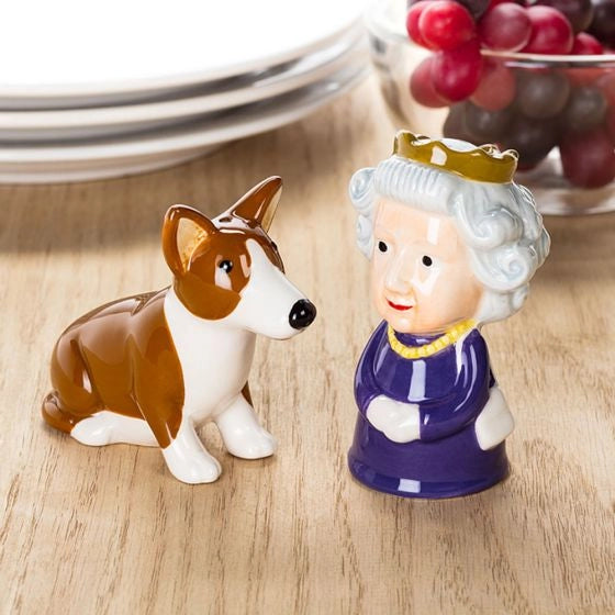 The Queen & Corgi Salt & Pepper Shaker Set