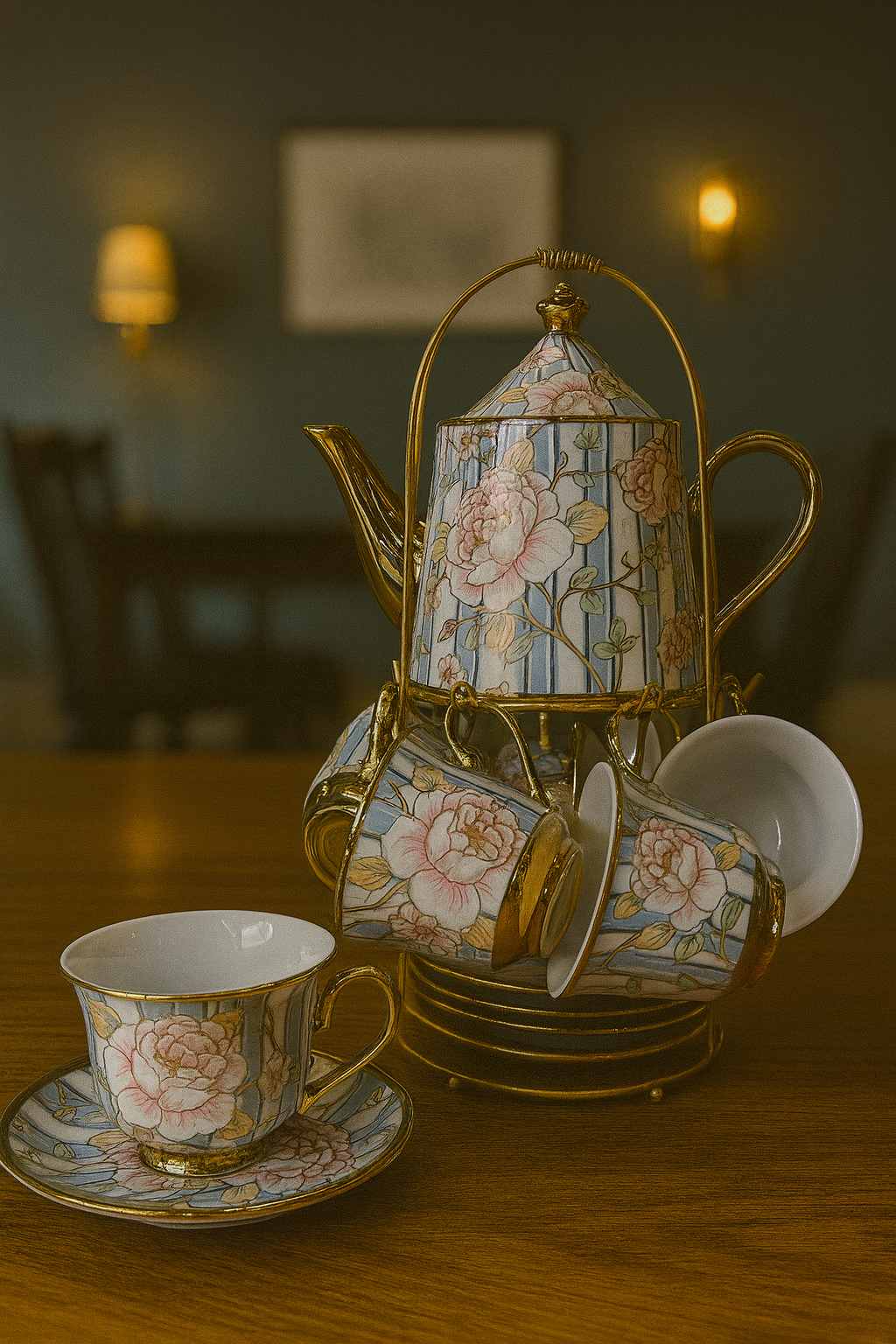 Palace Bloom Tea Set - Blue