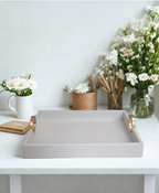 Windsor Luxe Bar Beige Leather Tray - Large