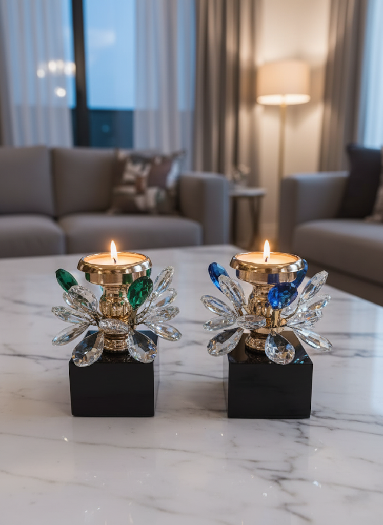 Shimmering Bloom Candle Stand - Blue