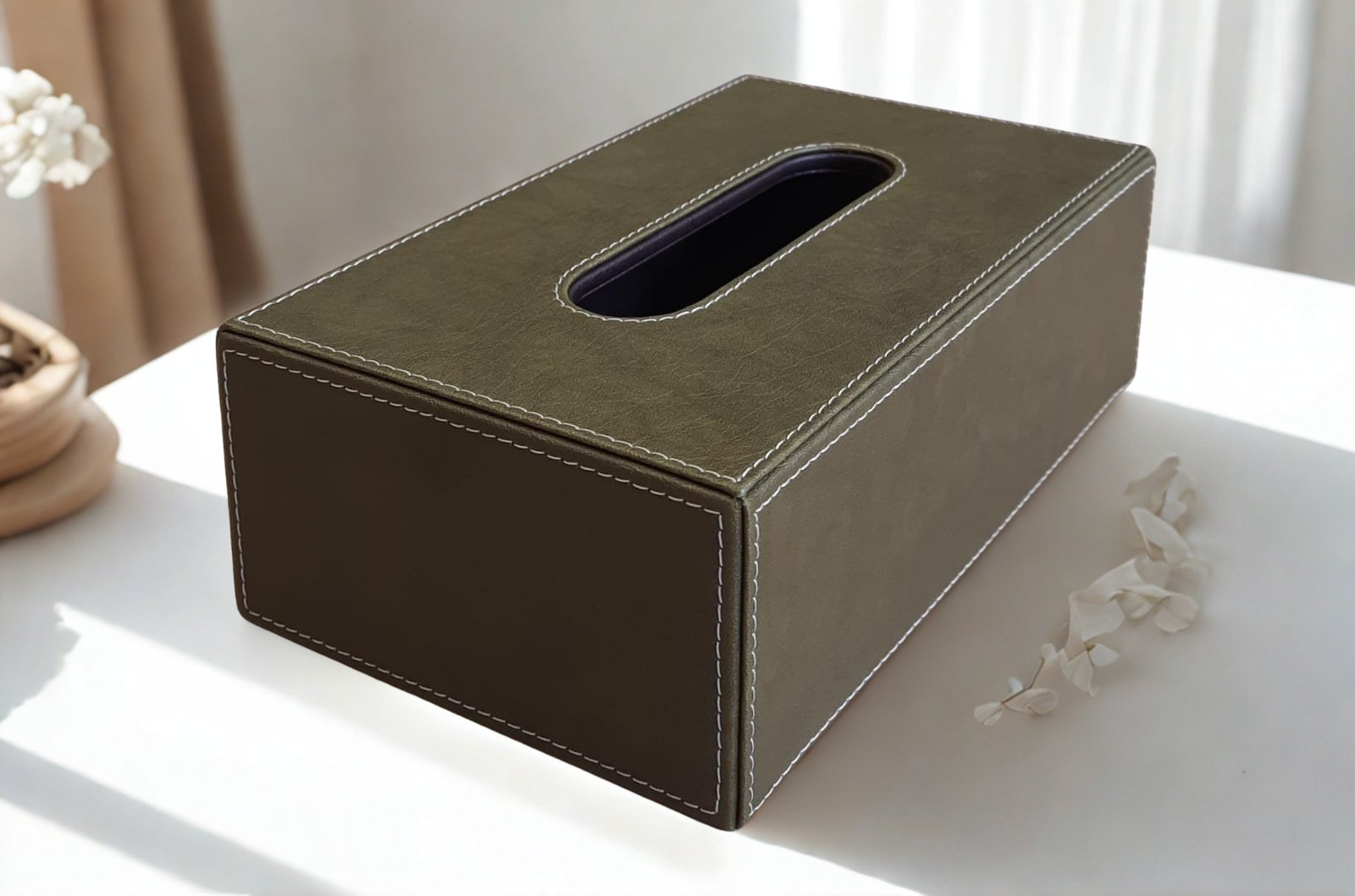 Balmoral Tissue Box — Olive Green