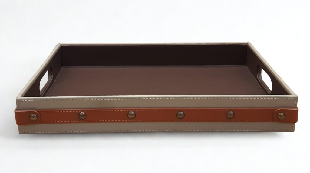 Ascot Saddle Strap Leather Tray - Medium