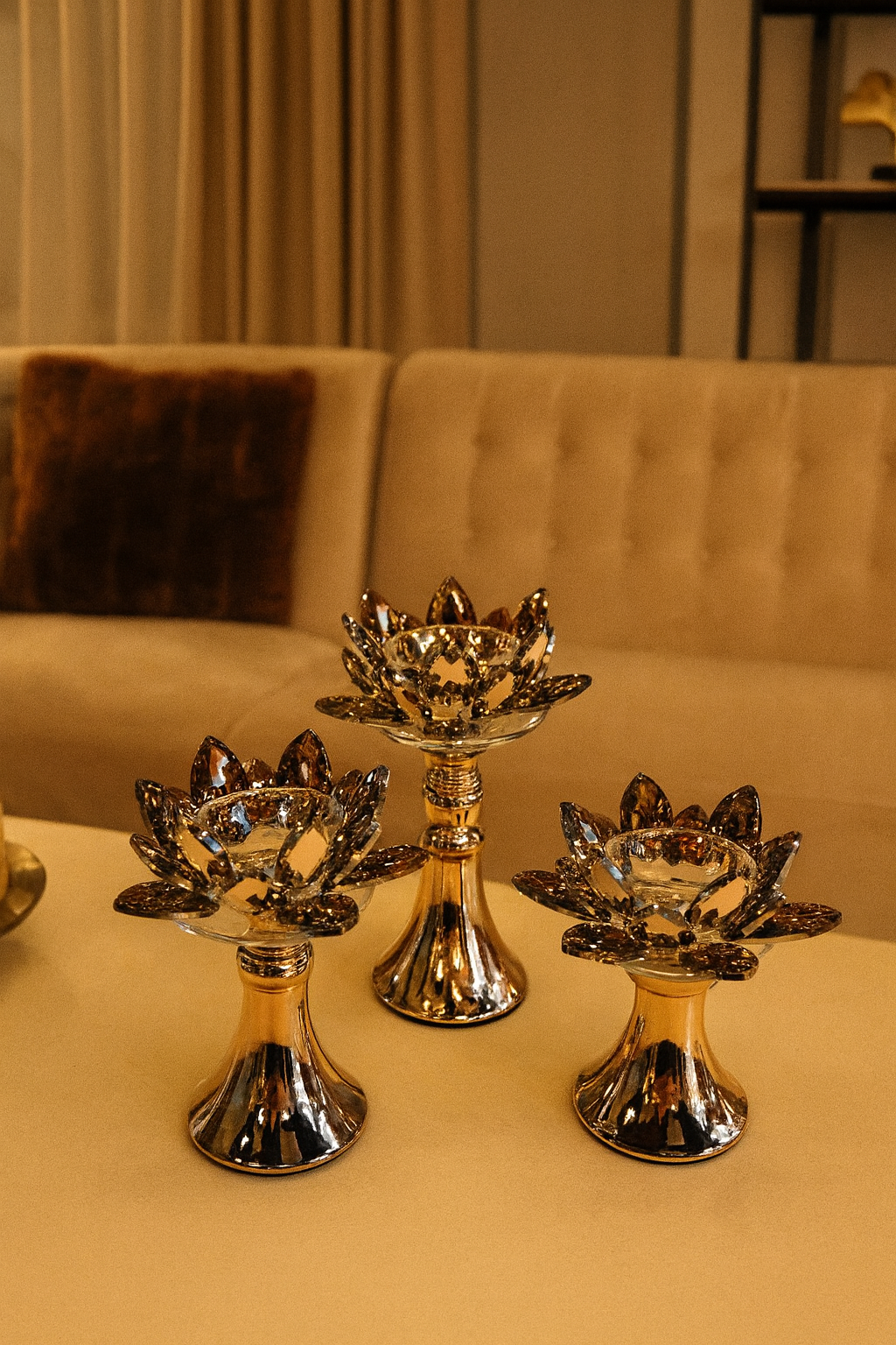 Golden Lotus Glow Candle Stand – Small