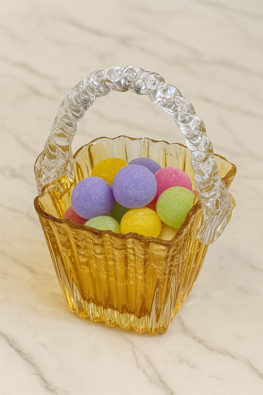 Mystic Basket Glass Vase – Golden Amber