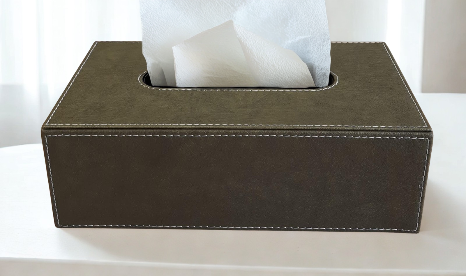 Balmoral Tissue Box — Olive Green