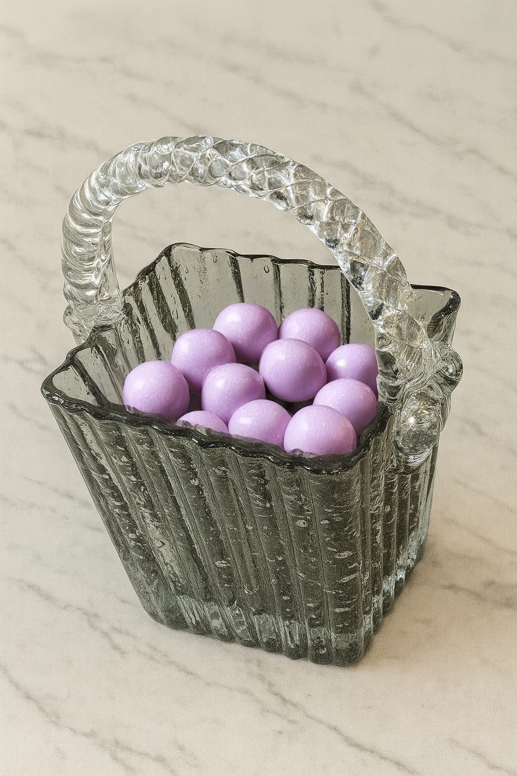 Mystic Basket Glass Vase – Smoky Grey