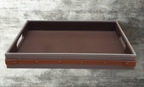 Ascot Saddle Strap Leather Tray Grey – Medium