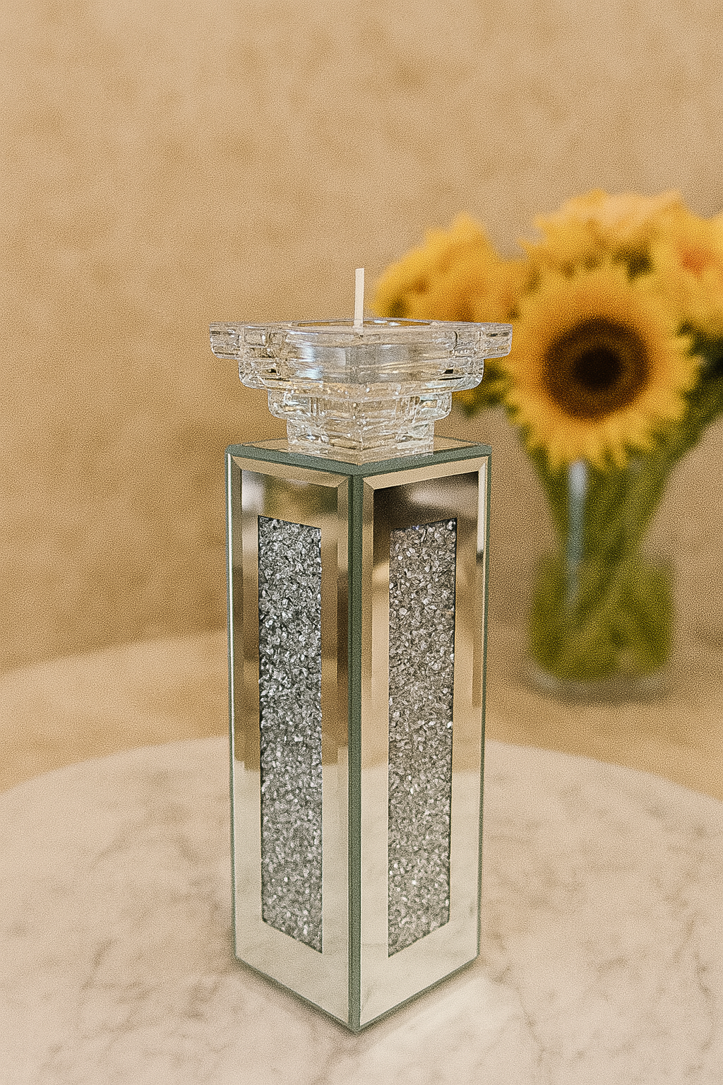 The Mayfair Crystal Column Candle Stand - Medium