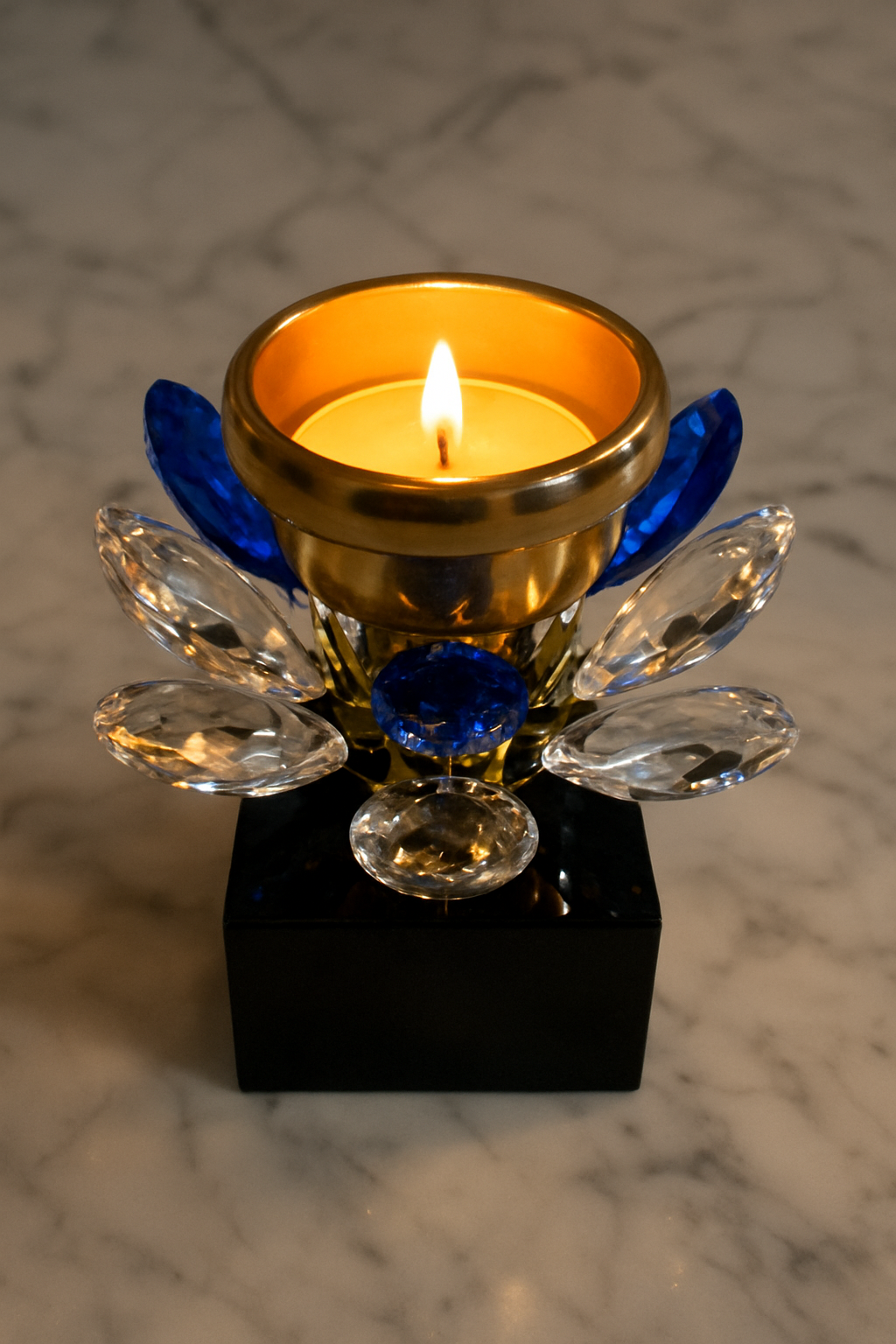 Shimmering Bloom Candle Stand - Blue