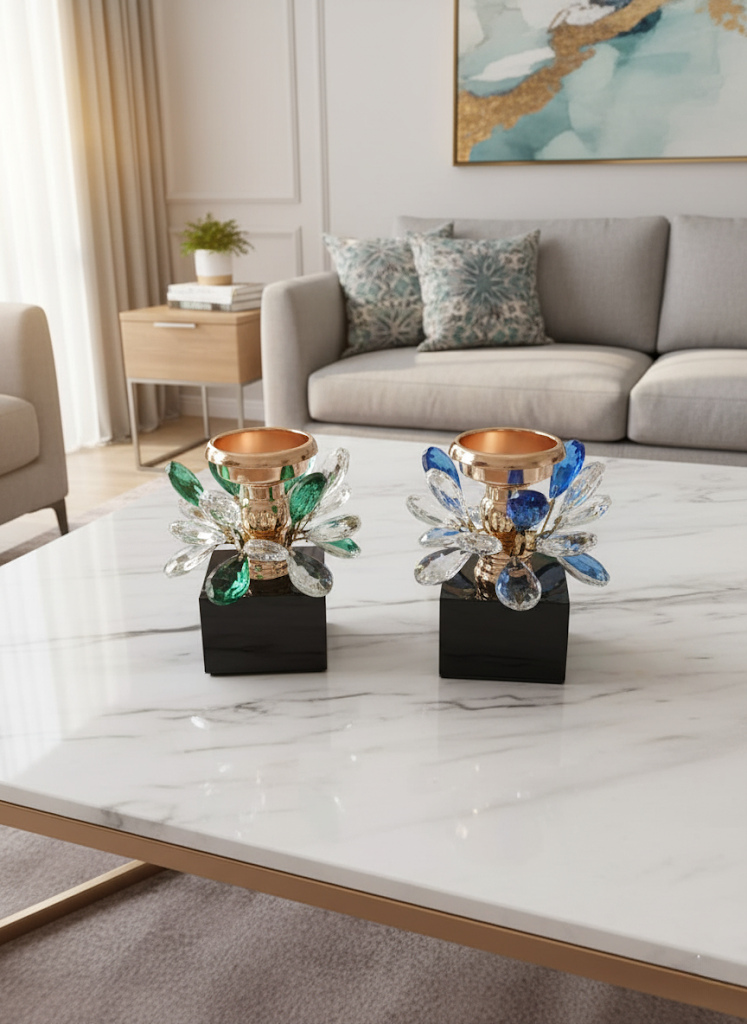 Shimmering Bloom Candle Stand - Green