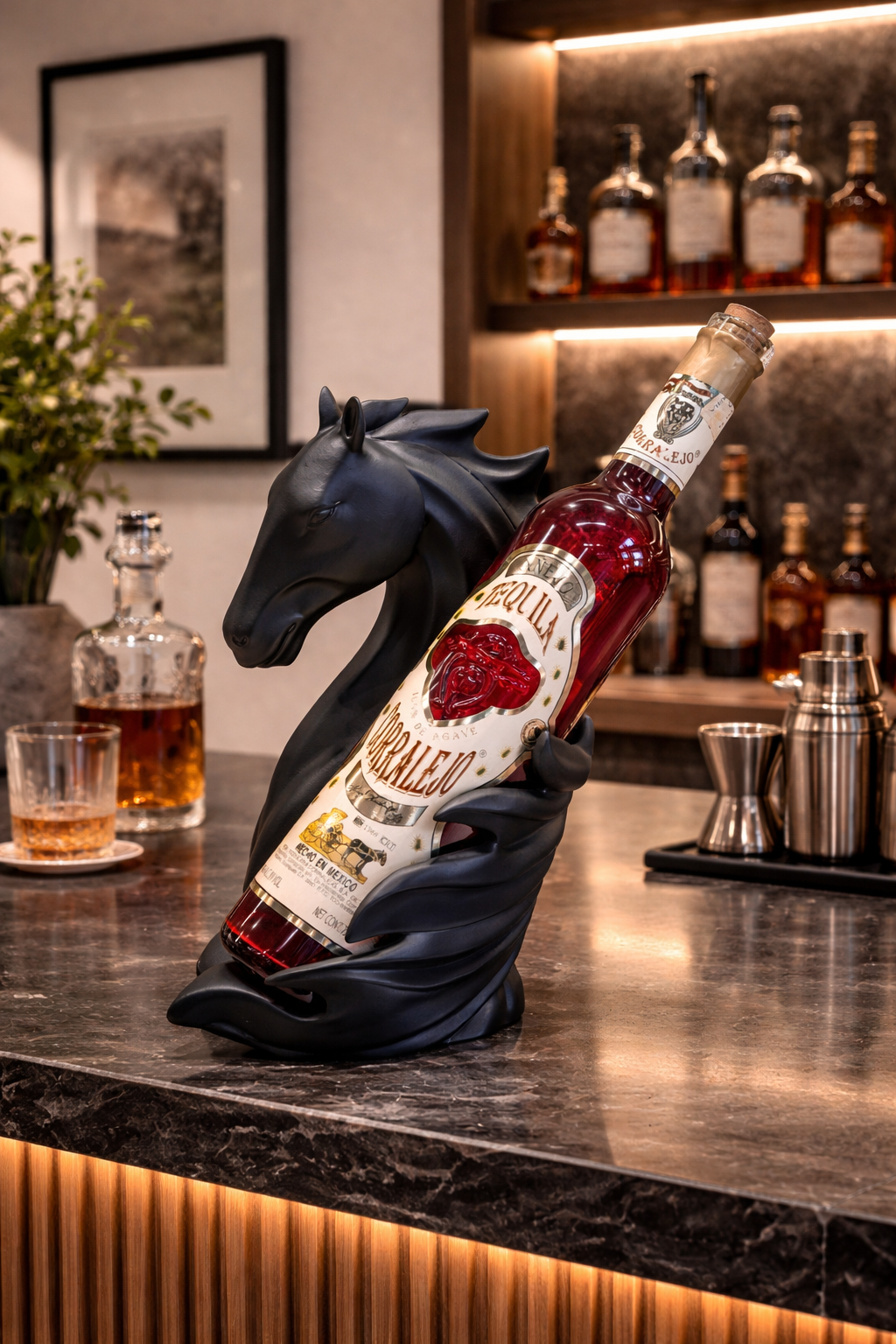 The Noir Stallion Wine Holder