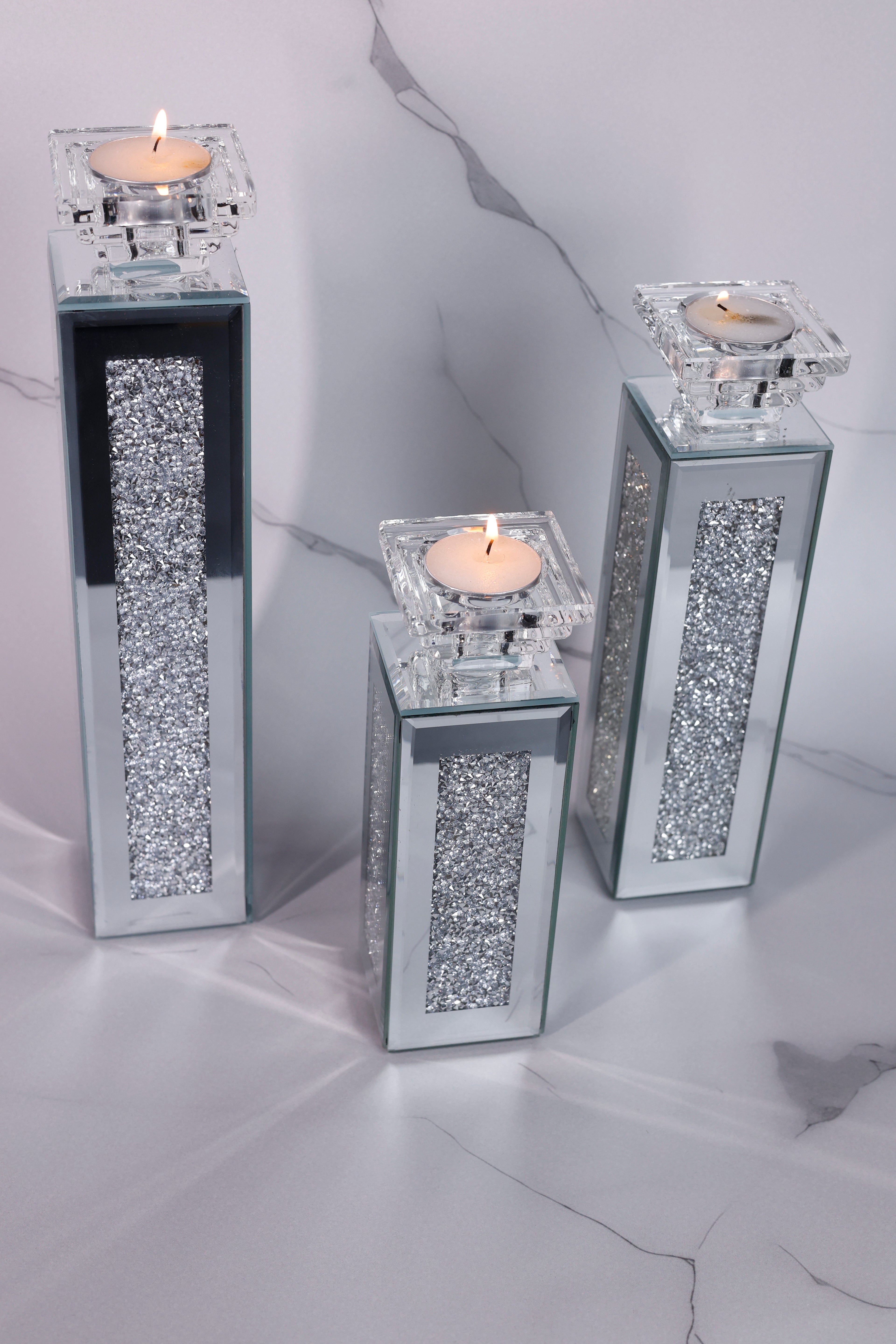 The Mayfair Crystal Column Candle Stand - Medium