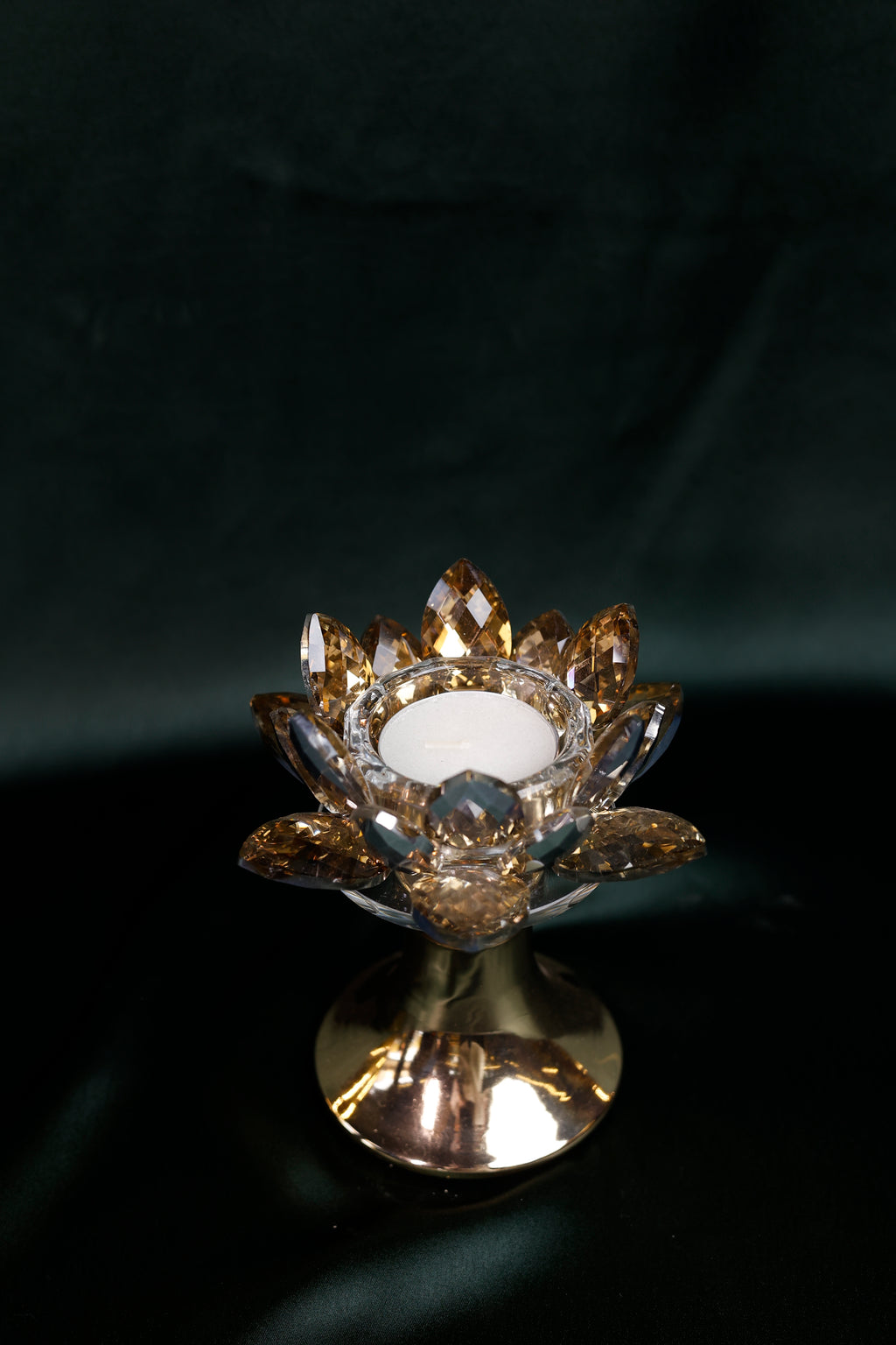 Golden Lotus Glow Candle Stand – Small