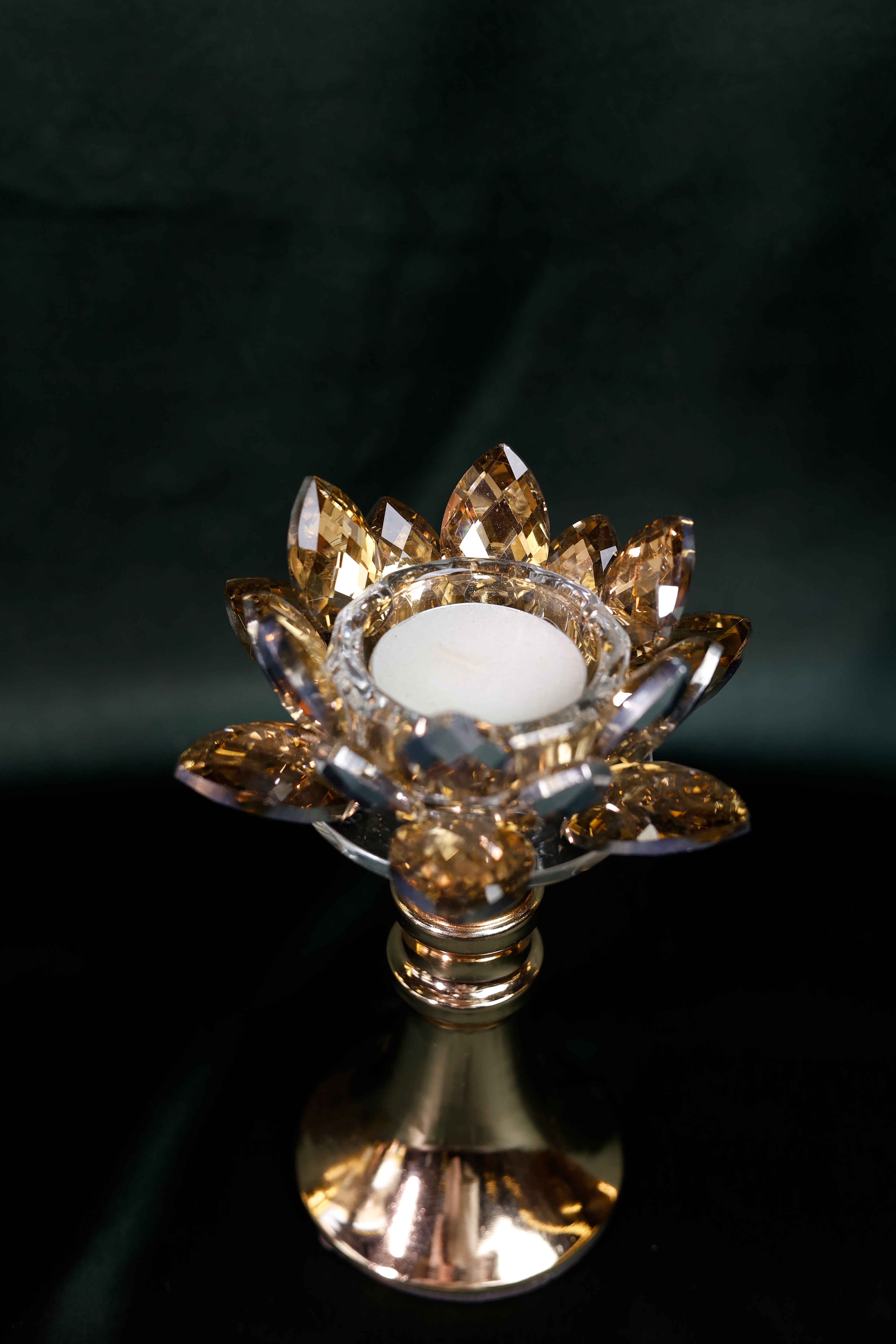 Golden Lotus Glow candle stand - Large