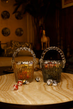 Mystic Basket Glass Vase – Smoky Grey