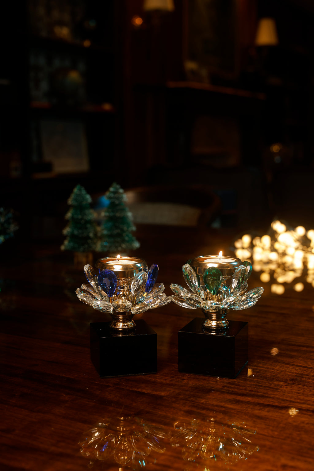 Shimmering Bloom Candle Stand - Blue