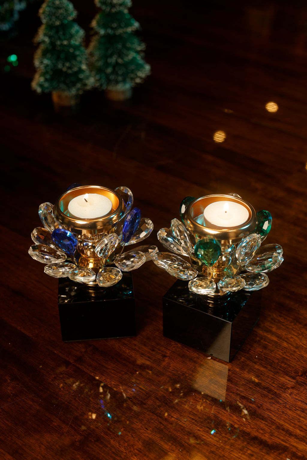 Shimmering Bloom Candle Stand - Blue