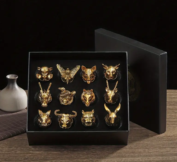Gold Gilded Creatures Shot Glass Set