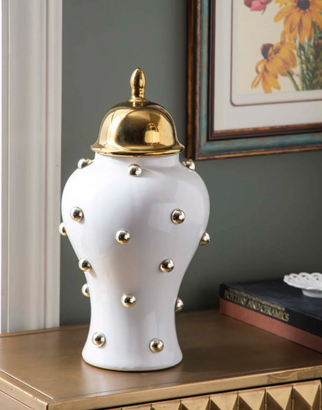 The Astoria Gilded Stud Jar - Medium