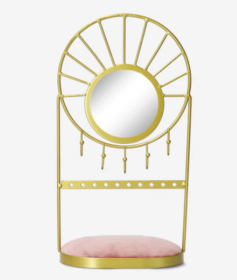 Golden Sunburst Jewellery Organiser with Mirror