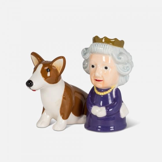 The Queen & Corgi Salt & Pepper Shaker Set