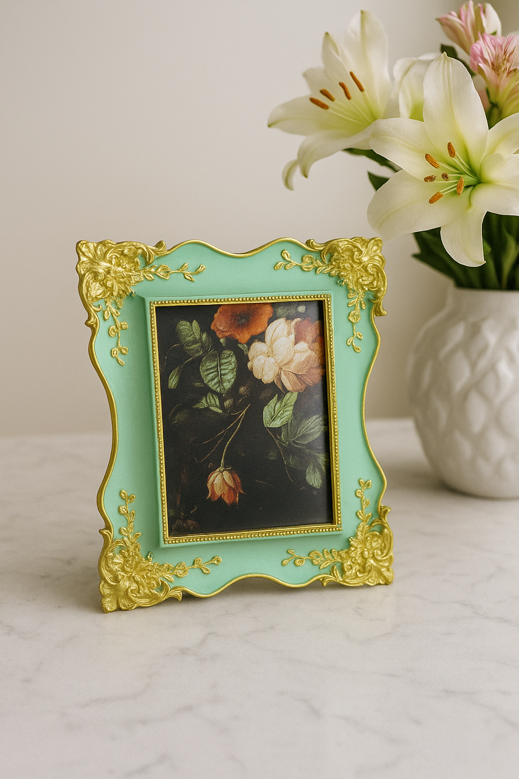 Sage Green Vintage Photo Frame – 4 x 6