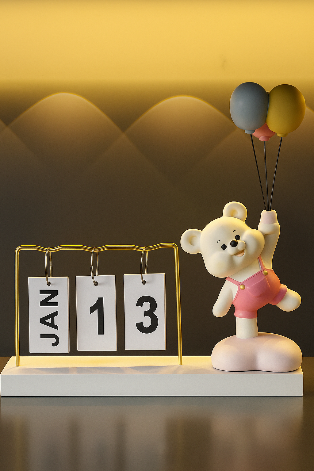 Joyful Bear Perpetual Calendar Showpiece
