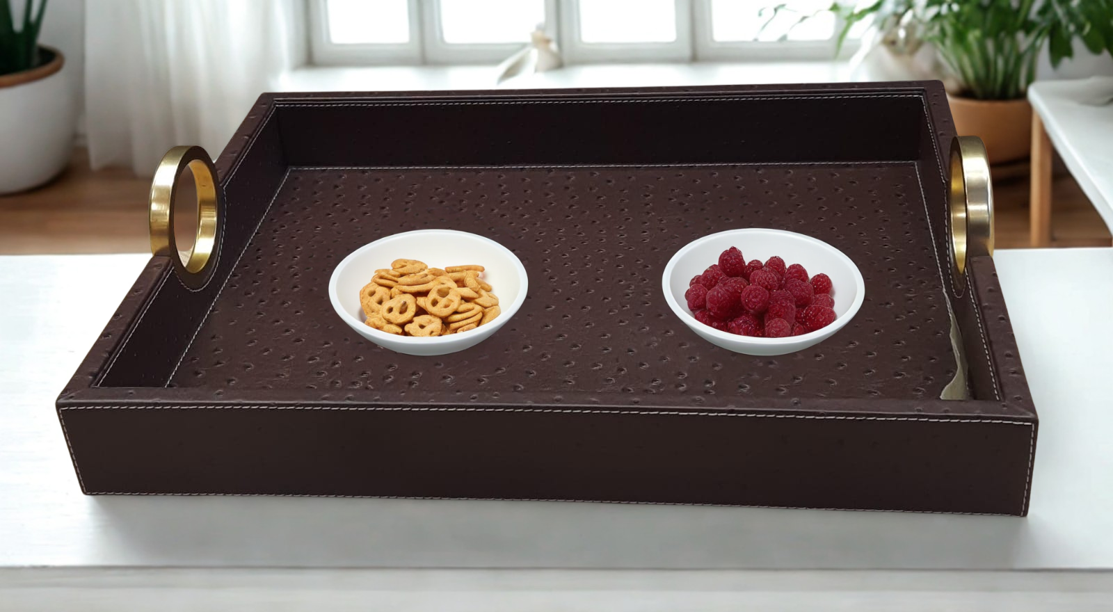 Windsor Ostrich Faux Leather Tray - Medium