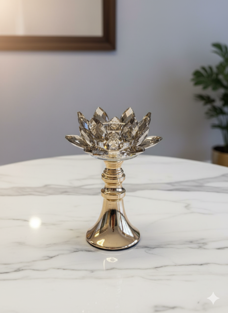 Golden Lotus Glow candle stand - Large