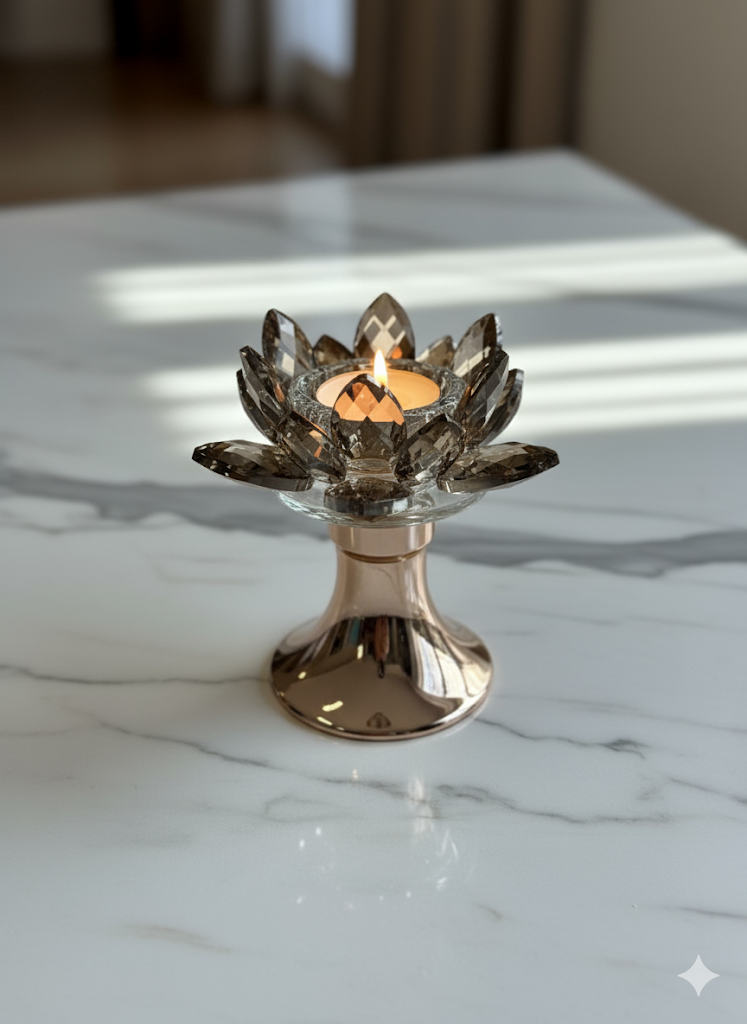 Golden Lotus Glow Candle Stand – Small