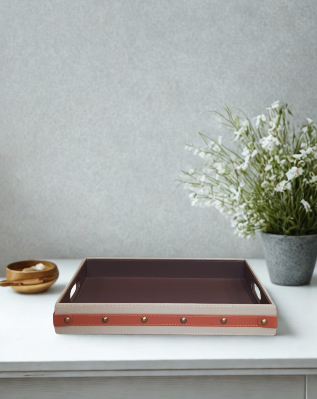 Ascot Saddle Strap Leather Tray - Large
