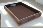 Ascot Saddle Strap Leather Tray Grey – Medium