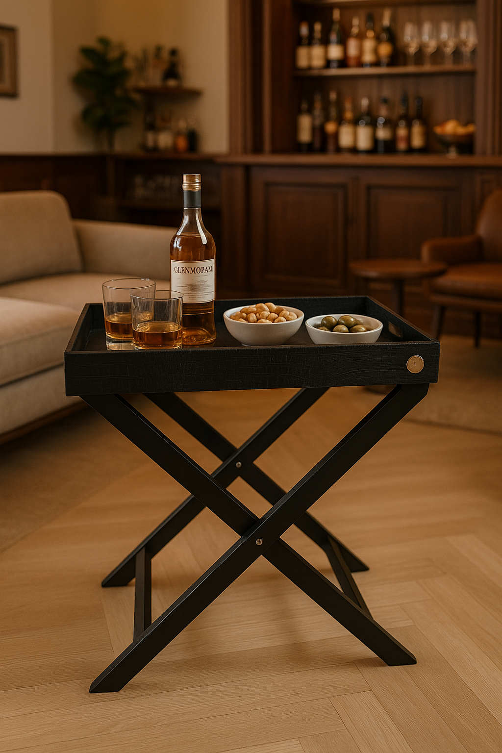 Mayfair Leather Butler Tray Table