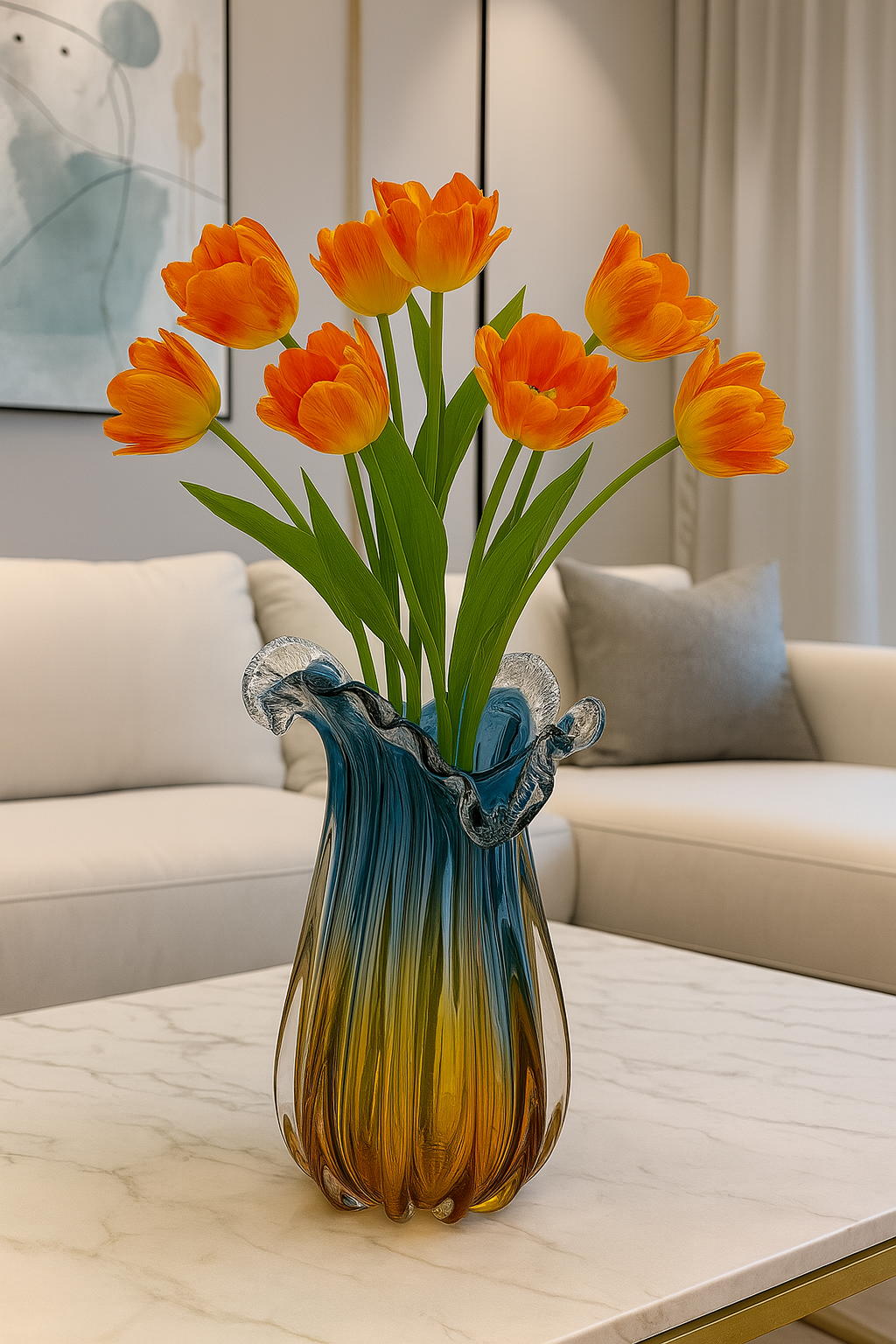 The Blue Mirage Glass Vase