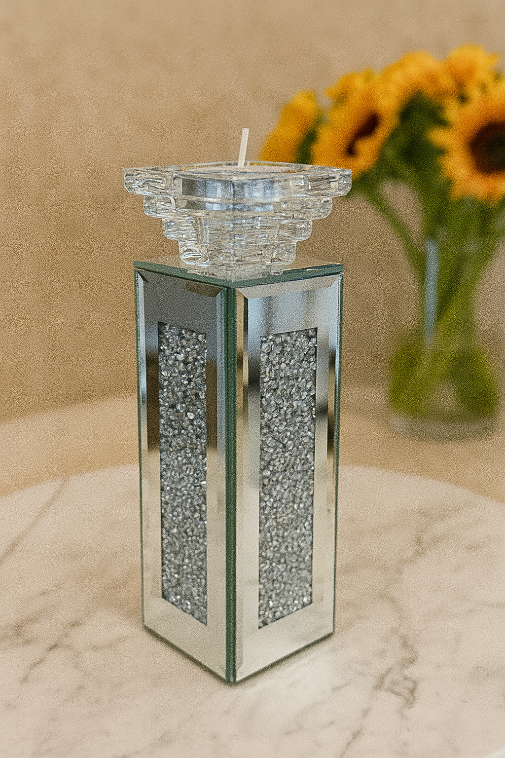 The Mayfair Crystal Column Candle Stand - Small