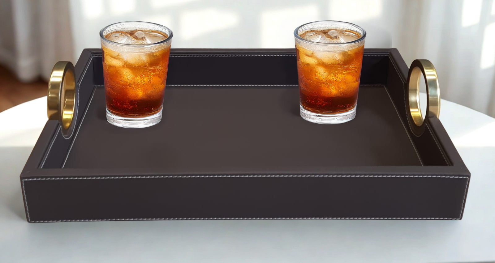 Windsor Luxe Bar Leather Tray - Medium