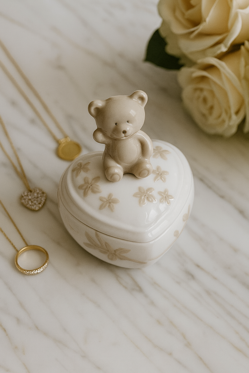 Forever Heart Bear Trinket Box