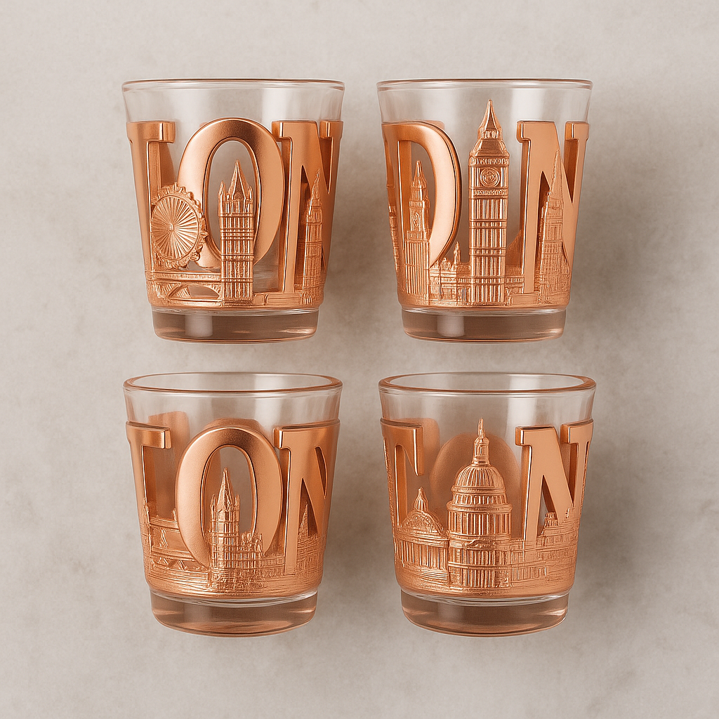 The Gilded London Skyline Set (Set Of 4) - Rose Gold