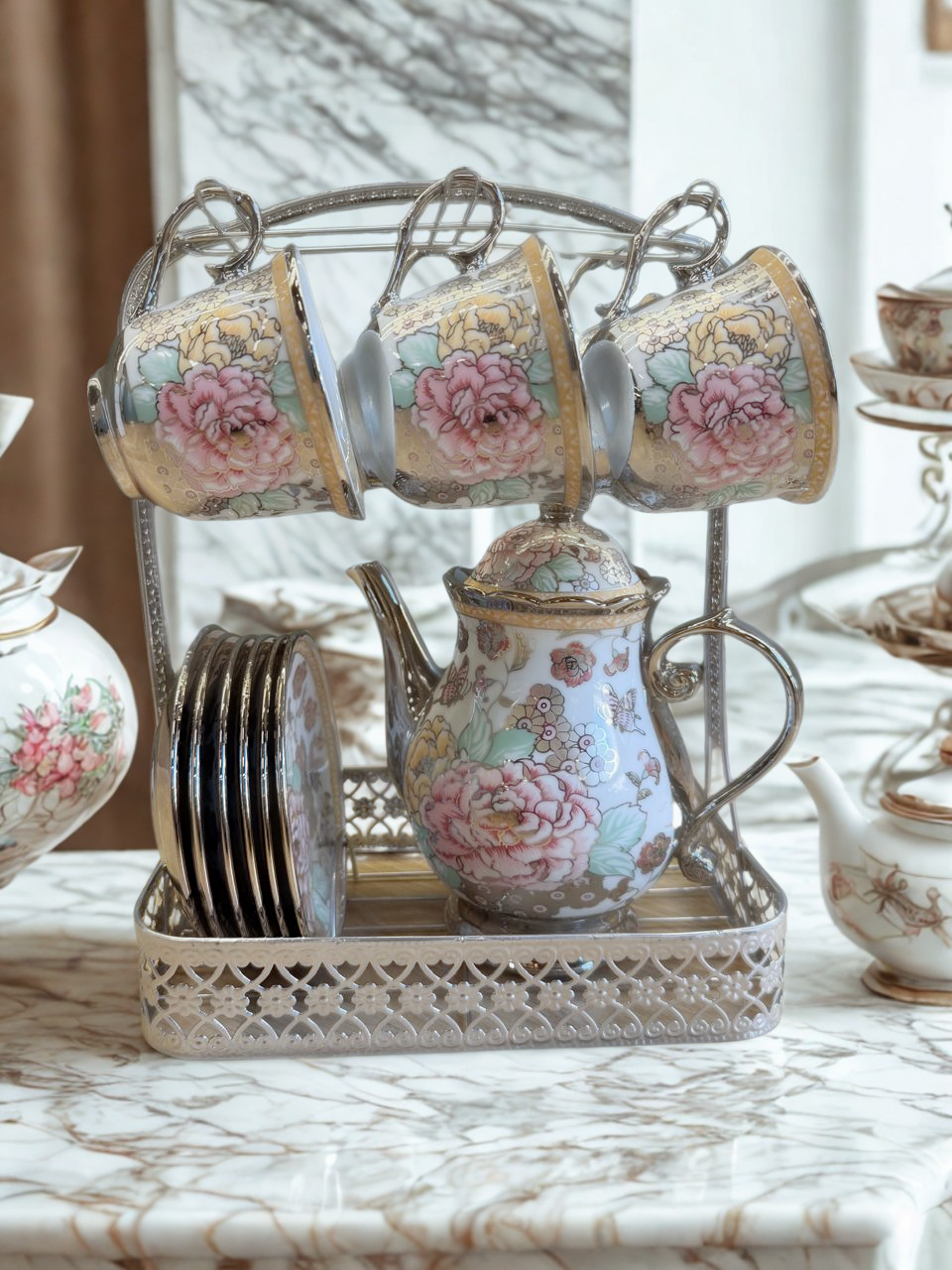 Sovereign Rose Tea Set - Yellow accents