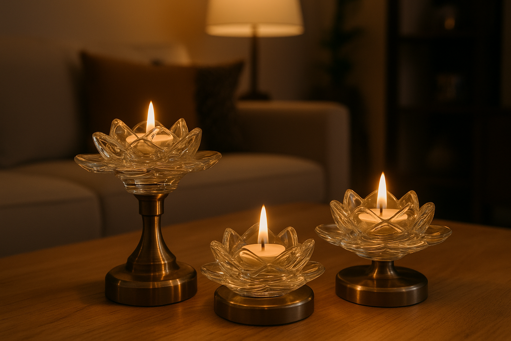 The Elara Lotus Candle Stand - Large