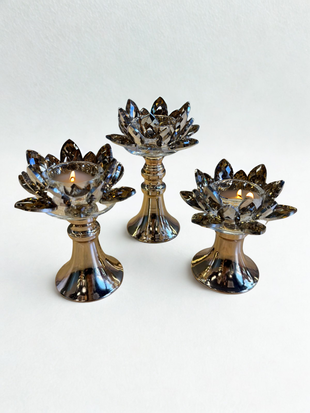 Golden Lotus Glow candle stand - Large