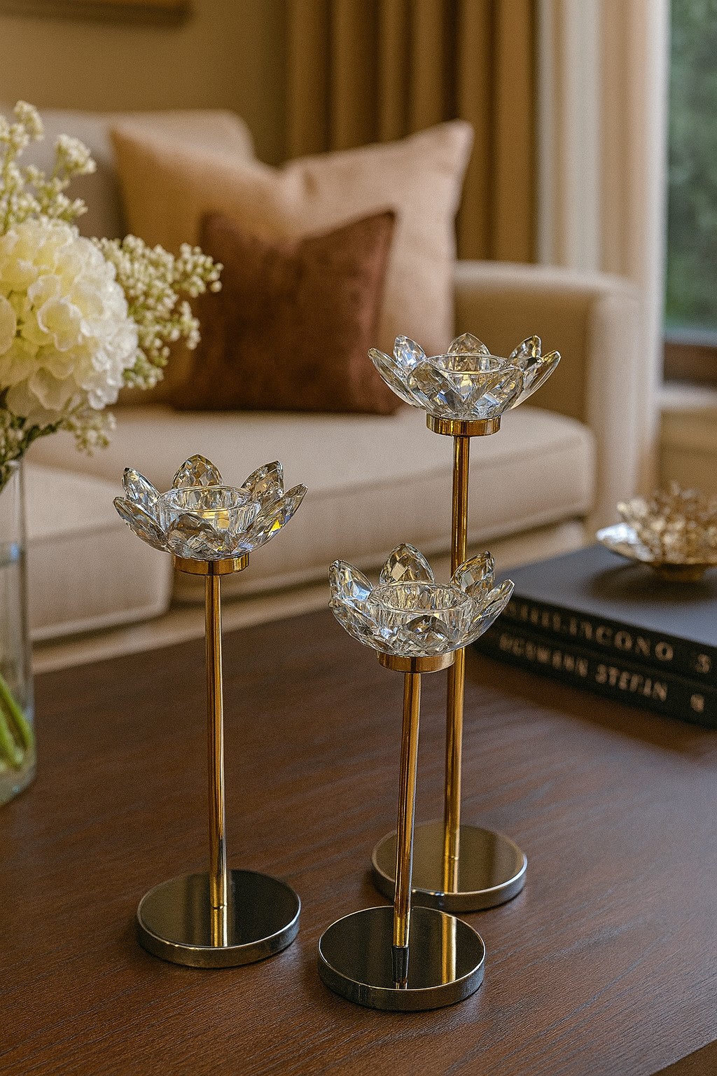 Crystal Lotus Candle Stand – Small