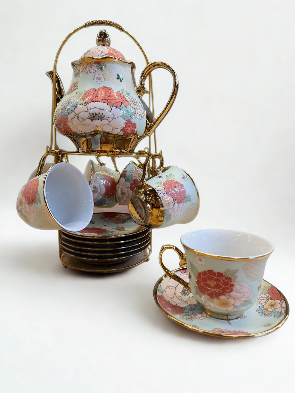 Golden Blossom Tea Set - Green