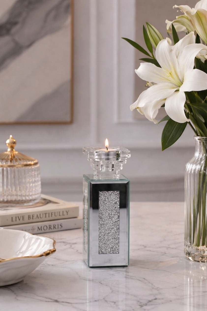 The Mayfair Crystal Column Candle Stand - Small
