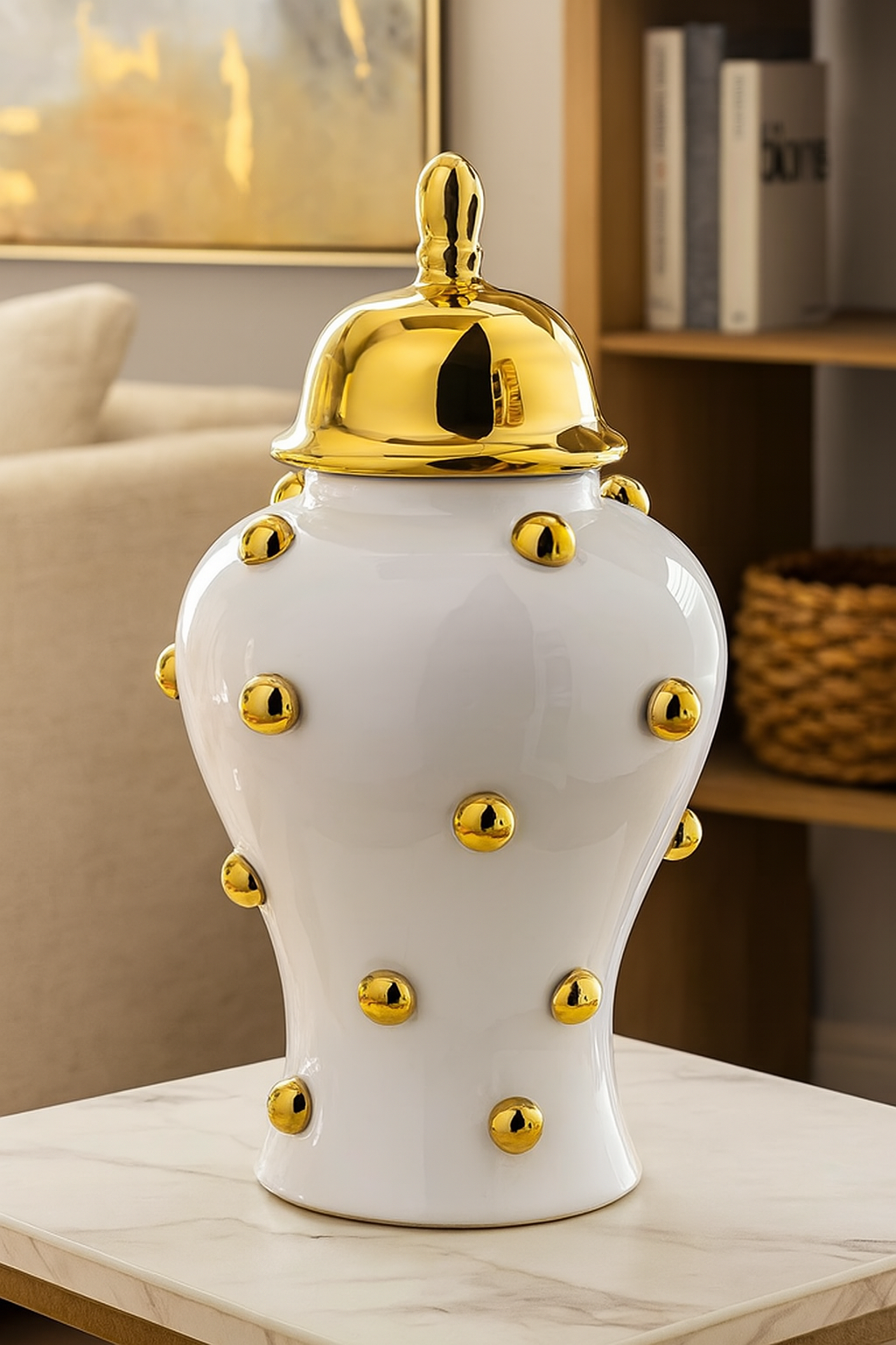 The Astoria Gilded Stud Jar - Large